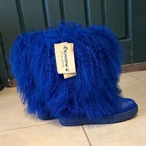 BearPaw Vibrant Blue Furry Boots